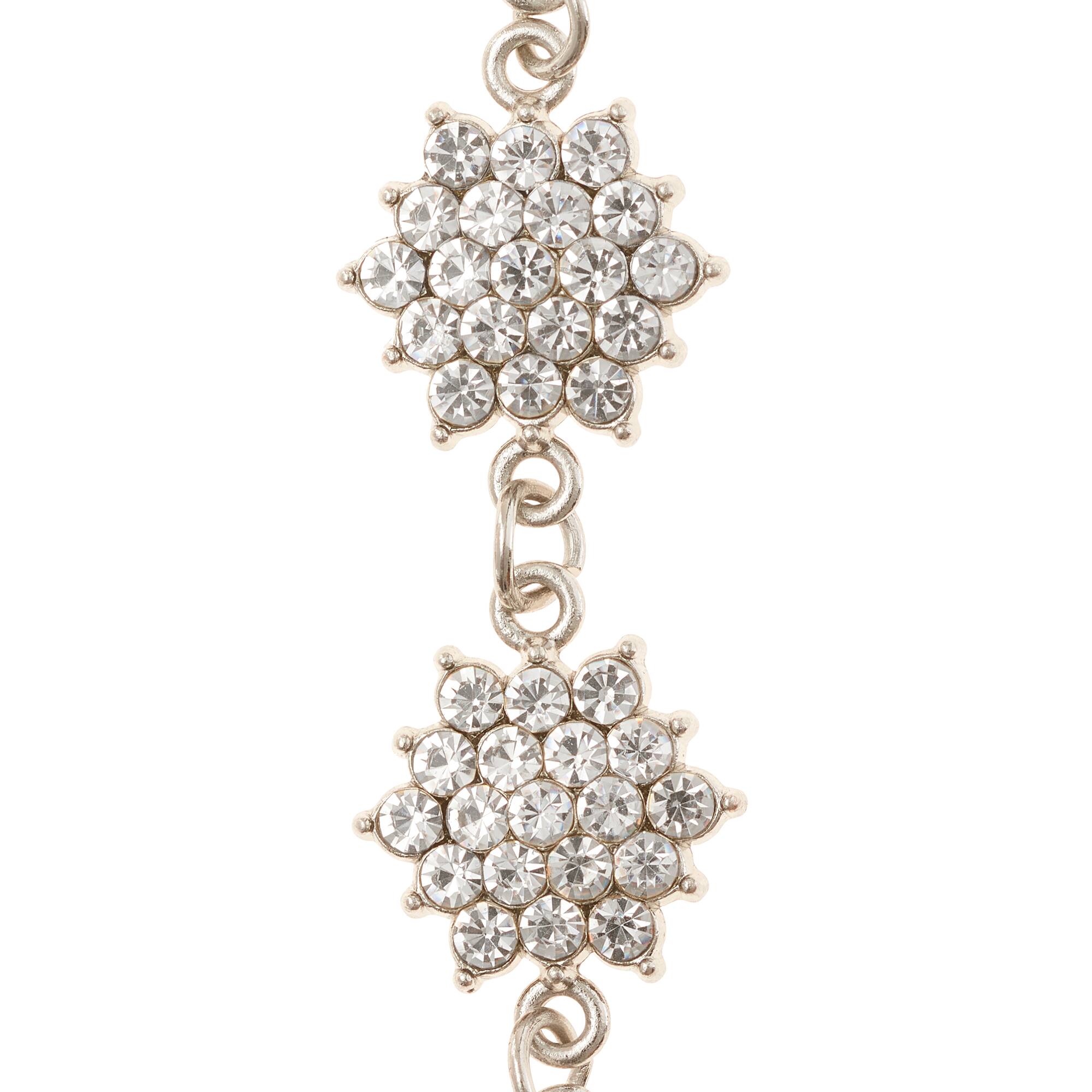 Rhodium with Clear Rhinestone Flower Beads, 24mm by Bead Landing™